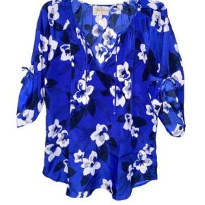 NWOT! YUMI KIM Joey Split Tie Neck Self-Tie Kimono Sleeve Floral Print Blouse